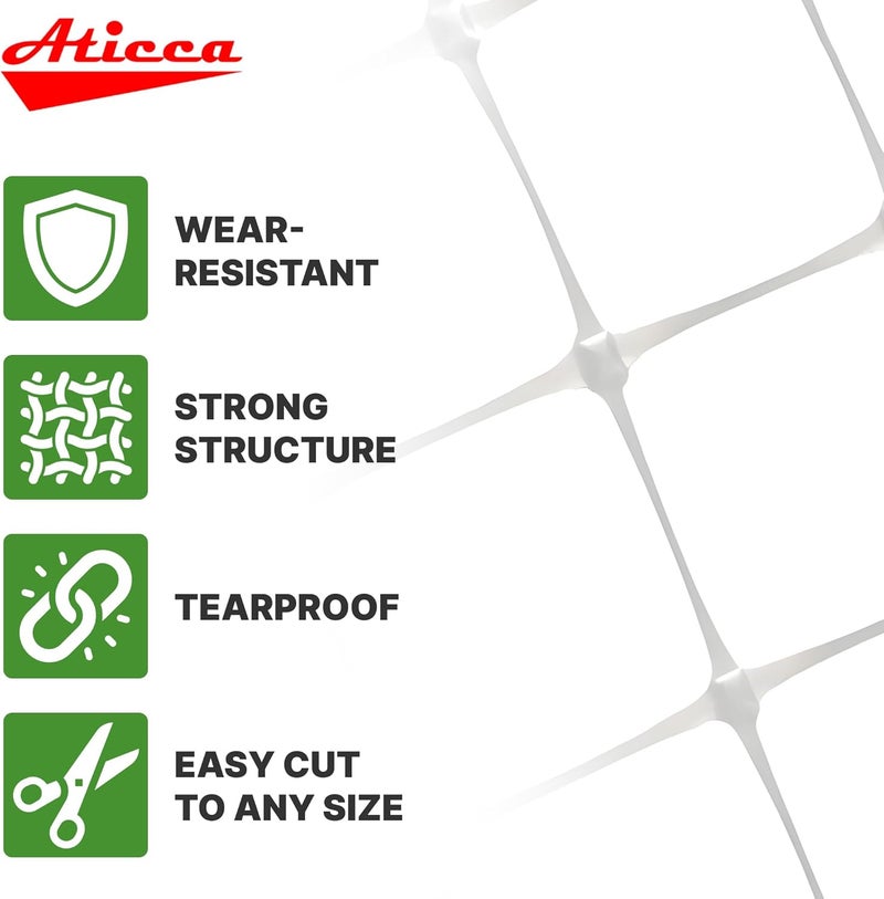 Aticca Plastic Trellis Netting 79" x 328 ft Heavy Duty Plant Support Netting White - 6 Inch Garden Trellis on Roll - Mesh for Growing Vine Climbing Plants, Flowers, Peas, and Cucumber - Image 3